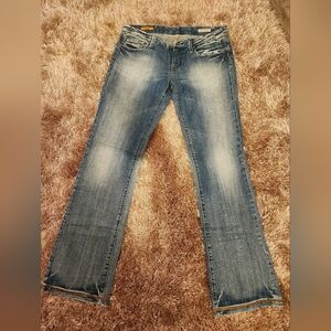 Vigoss Studio - Blue Straight Leg Jeans with Natural Fading